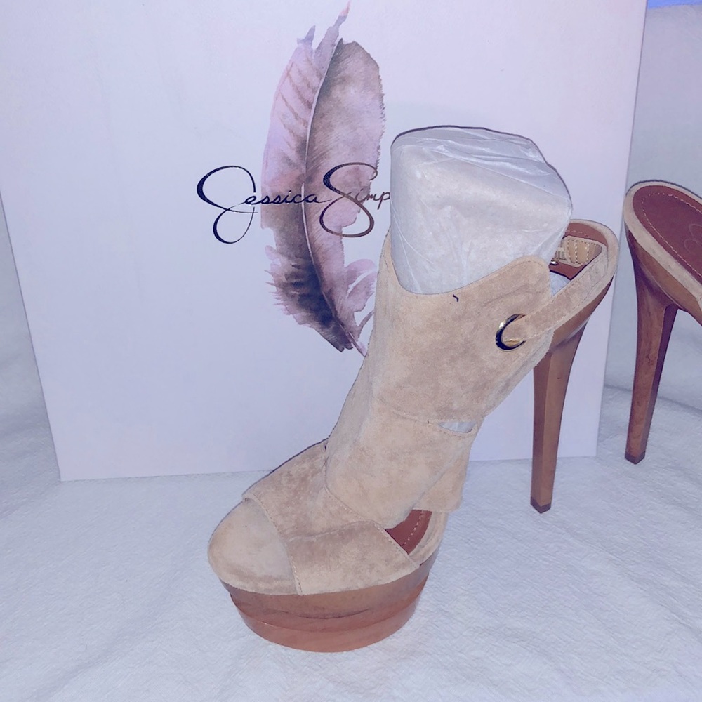 Jessica Simpson Open Toe Wooden Platform High Heels NWOB
